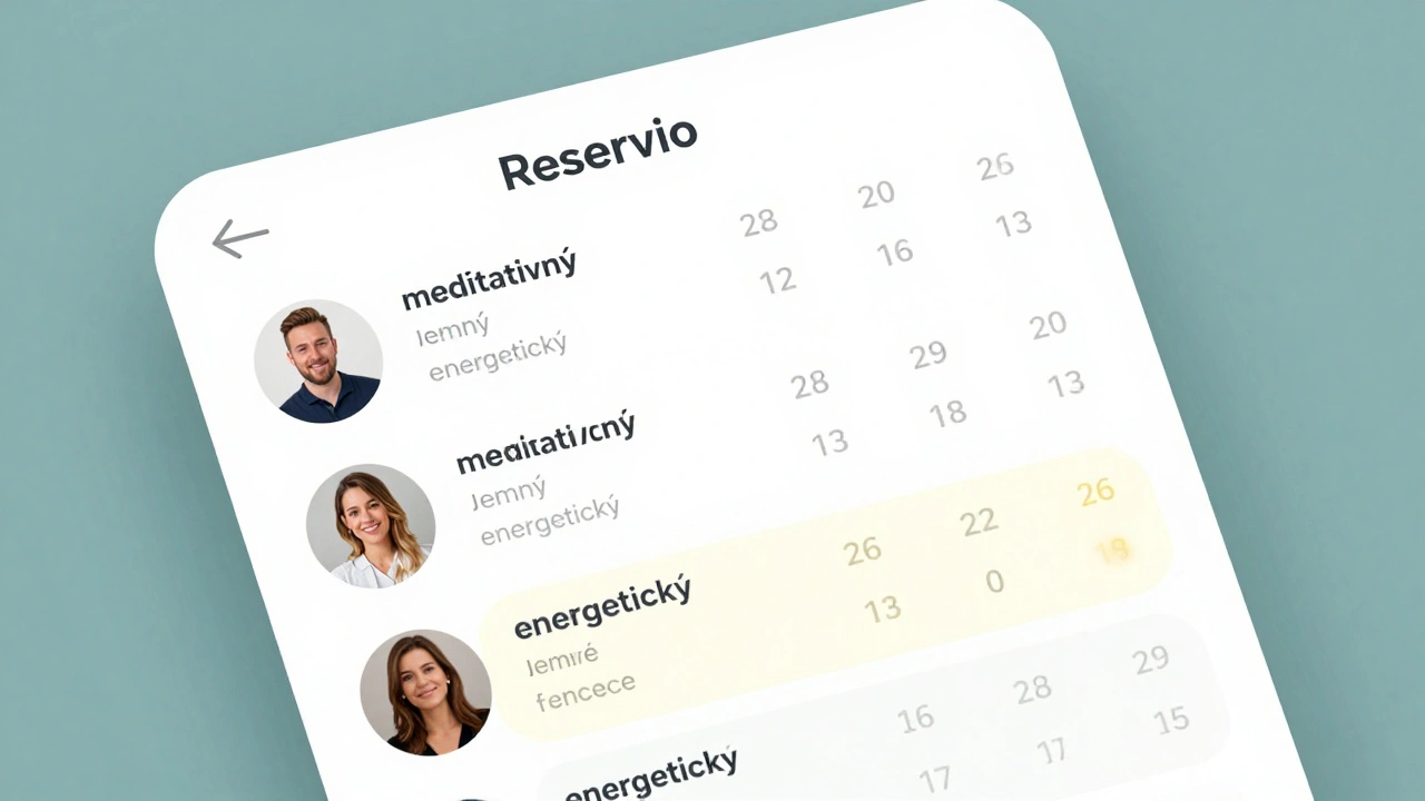 Obrazovka rezervačného systému s profilami masérok a kalendárom termínov.