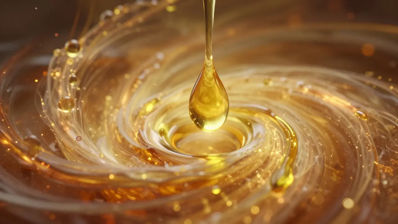Abstraktné znázornenie zlatého oleja a prúdiacej energie čakier