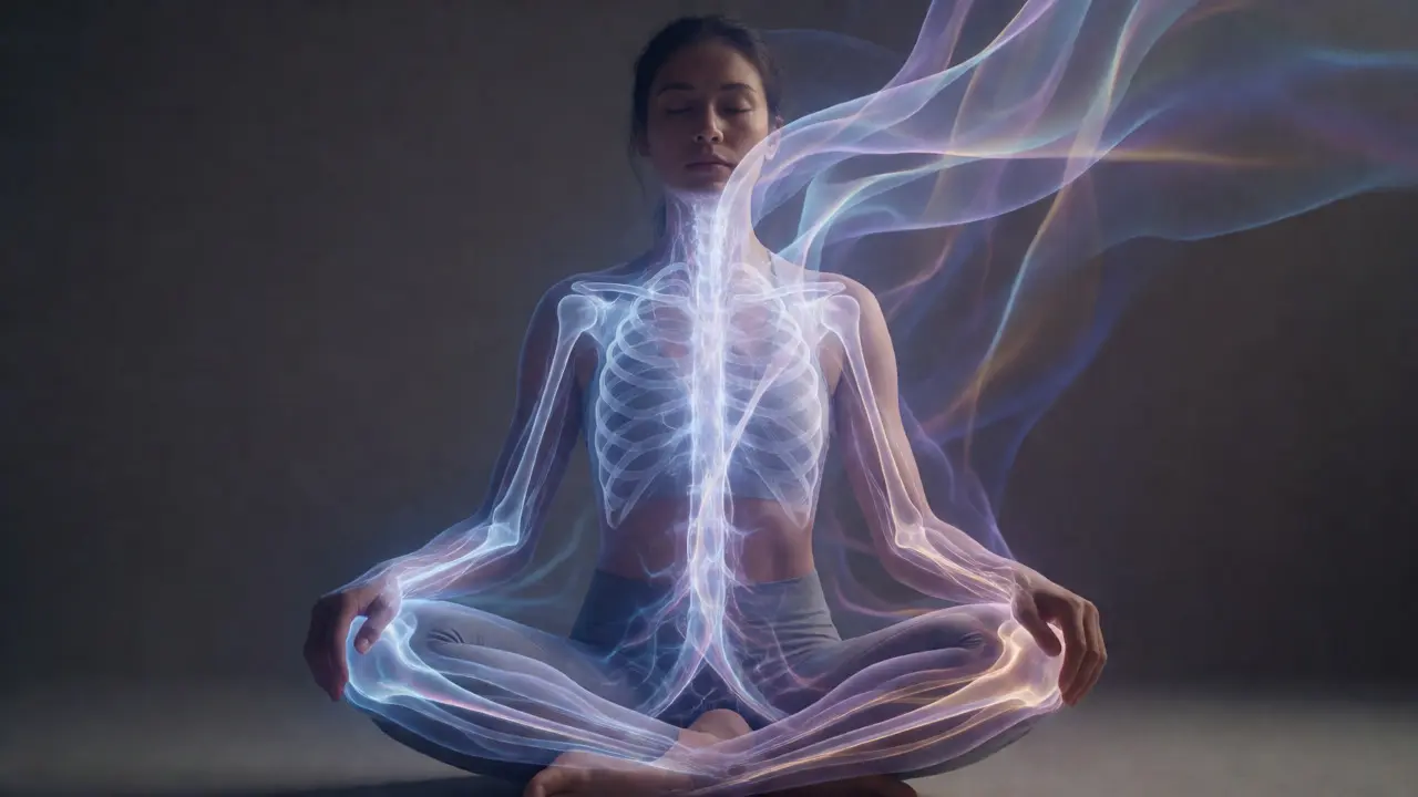 Conceptual visualization of energy flow during tantric therapy