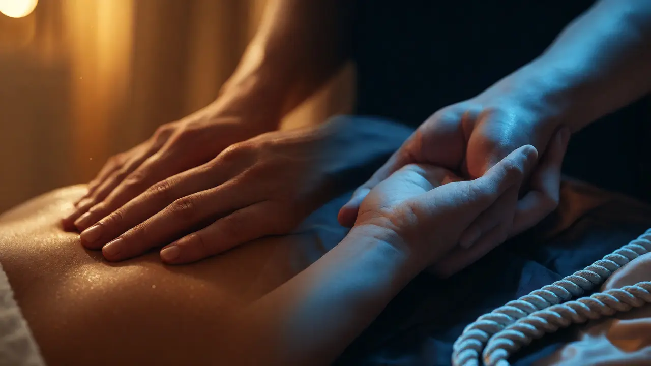 Tantrická masáž s prvkami BDSM: Bezpečná hybridná prax